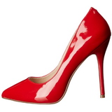 Red Varnished 13 cm AMUSE-20 pointed toe stiletto pumps