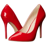 Red Varnished 13 cm AMUSE-20 pointed toe stiletto pumps