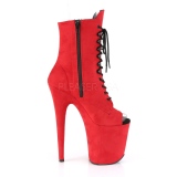 Red faux suede 20 cm FLAMINGO-1021FS Pole dancing ankle boots