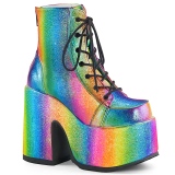 Regenbogen 13 cm DEMONIA CAMEL-203 chunky gothic stiefeletten
