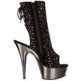 Rhinestone 16 cm Pleaser DELIGHT-1018RS Chrome Platform Ankle Calf Boots