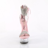 Rosa 15 cm DELIGHT-627RS transparente plateau high heels mit knöchelriemen