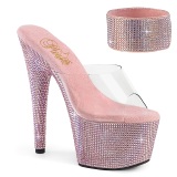 Rosa 18 cm 712RS pleaser high heels mit knöchelmanschette strass plateau