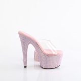 Rosa 18 cm 712RS pleaser high heels mit knöchelmanschette strass plateau