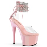 Rosa 18 cm ADORE-724RS pleaser high heels mit strass knöchelmanschette