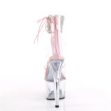 Rosa 18 cm ADORE-724RS transparente plateau high heels mit knöchelriemen