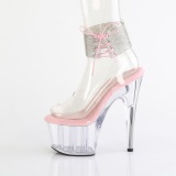 Rosa 18 cm ADORE-791-2RS transparente plateau high heels mit knöchelriemen