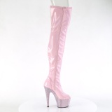 Rosa 18 cm BEJ-3011-7 Hologramm poledance overknee lackstiefel