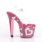 Rosa 18 cm LOVESICK-708HEART Damenschuhe mit Glitzersteine