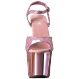 Rosa 18 cm Pleaser REVOLVER-709G Chrome Plateau High Heels