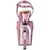 Rosa 18 cm Pleaser REVOLVER-709G Chrome Plateau High Heels