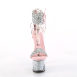 Rosa 18 cm SKY-327RSI pleaser high heels mit strass knöchelmanschette