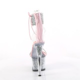 Rosa 18 cm SKY-327RSI pleaser high heels mit strass knöchelmanschette
