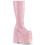 Rosa 18 cm STACK-301 demonia stiefel - unisex cyberpunk stiefel
