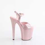 Rosa 20 cm FLAMINGO-809GP glitter plateau high heels