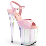 Rosa 20 cm FLAMINGO-809HT Hologramm plateau high heels