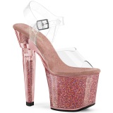 Rosa 20 cm LOVESICK-708SG glitter plateau high heels sandaletten