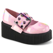 Rosa 7,5 cm CREEPER-230 maryjane creepers - plateauschuhe mit schnalle