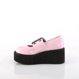 Rosa 7,5 cm CREEPER-230 maryjane creepers - plateauschuhe mit schnalle
