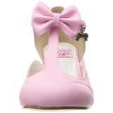 Rosa 7,5 cm retro vintage FLAPPER-11 Pinup pumps mit niedrigem absatz