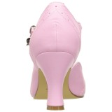 Rosa 7,5 cm retro vintage FLAPPER-11 Pinup pumps mit niedrigem absatz