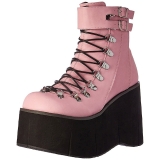 Rosa Kunstleder 11,5 cm KERA-21 lolita stiefeletten mit wedge plateau