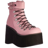 Rosa Kunstleder 11,5 cm KERA-21 lolita stiefeletten mit wedge plateau