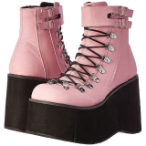 Rosa Kunstleder 11,5 cm KERA-21 lolita stiefeletten mit wedge plateau