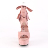 Rosa Kunstleder 15 cm DELIGHT-679 high heels mit knöchelschnürung