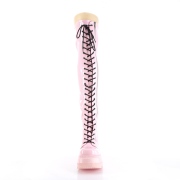 Rosa Lackleder 11,5 cm SHAKER-374 overknee stiefel mit schnürung