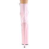 Rosa Lackleder 25,5 cm BEYOND-1020 schnürstiefelette high heels - extreme plateaustiefeletten