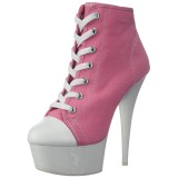 Rosa Neon 15 cm DELIGHT-600SK-02 Leinenstoff high heels chucks