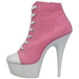 Rosa Neon 15 cm DELIGHT-600SK-02 Leinenstoff high heels chucks