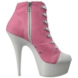 Rosa Neon 15 cm DELIGHT-600SK-02 Leinenstoff high heels chucks