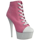 Rosa Neon 15 cm DELIGHT-600SK-02 Leinenstoff high heels chucks