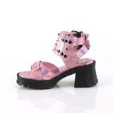 Rosa blockabsatz 7 cm DemoniaCult BRATTY-07 chunky heel plateau sandaletten