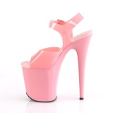 Rosa high heels 20 cm FLAMINGO-808N JELLY-LIKE stretchmaterial plateau high heels