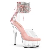 Rosa strass 15 cm DELIGHT-624RS pleaser high heels mit knöchelmanschette