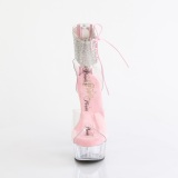 Rosa strass 15 cm DELIGHT-624RS pleaser high heels mit knöchelmanschette