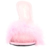 Rose 10 cm CLASSIQUE-01F womens mules with marabou feathers