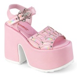Rose 13 cm Demonia CAMEL-17 chunky heel platform sandals