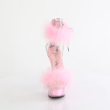 Rose 15 cm DELIGHT-624F exotic pole dance high heel sandals with feathers