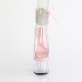 Rose 18 cm ADORE-791-2RS transparent platform high heels with ankle straps