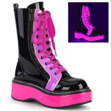 Rose neon 5 cm EMILY-350 cyberpunk platform ankle boots