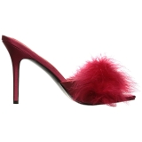 Rot 10 cm CLASSIQUE-01F damen pantoletten mit marabou federn