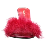 Rot 10 cm CLASSIQUE-01F damen pantoletten mit marabou federn