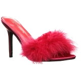 Rot 10 cm CLASSIQUE-01F damen pantoletten mit marabou federn