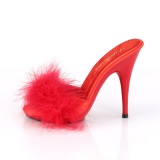 Rot 13 cm POISE-501F Mules Schuhe mit Marabou Federn - Plüsch