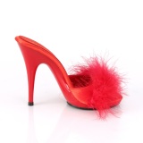 Rot 13 cm POISE-501F Mules Schuhe mit Marabou Federn - Plüsch