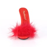 Rot 13 cm POISE-501F Mules Schuhe mit Marabou Federn - Plüsch